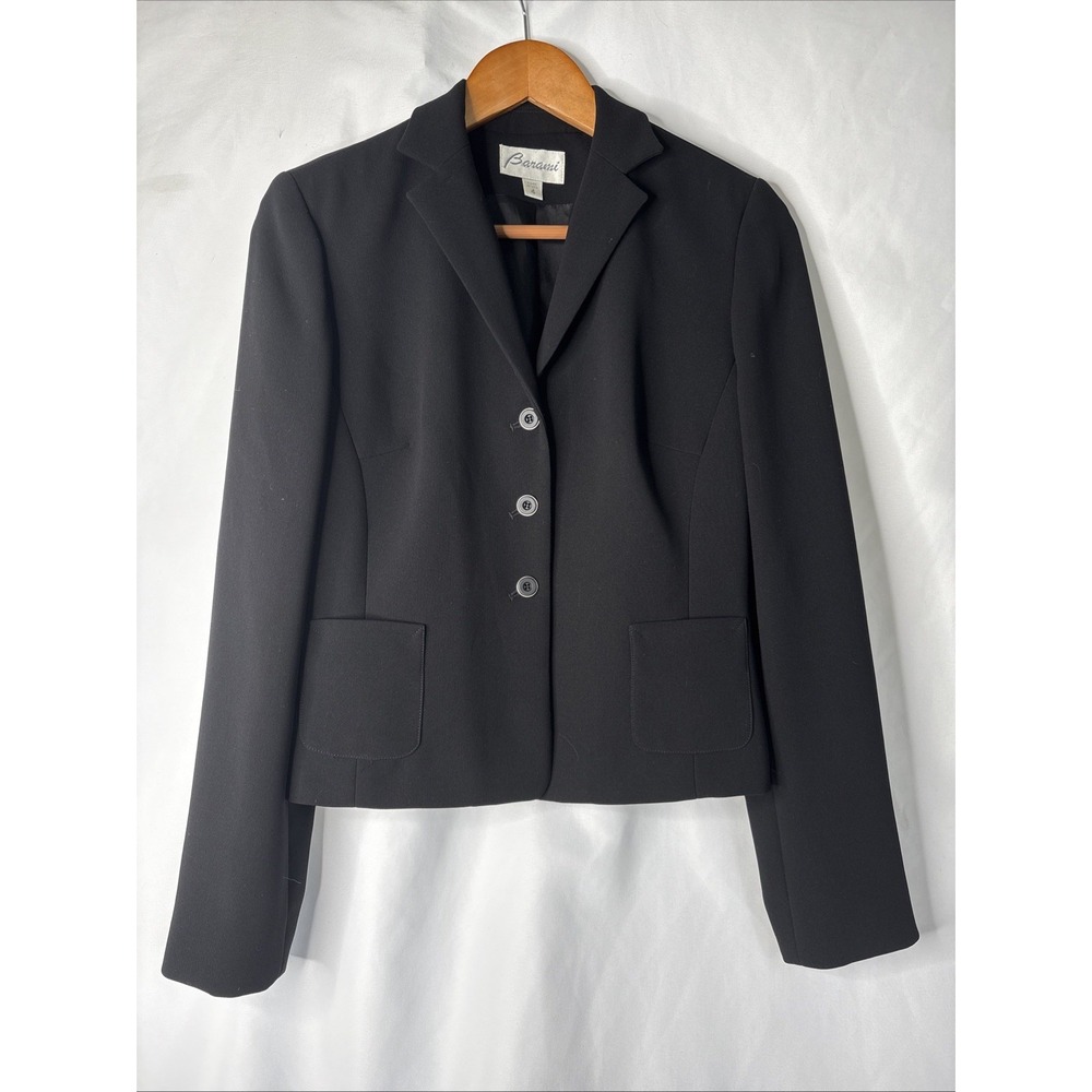 Vintage Women's Barami Size 4 Black 3 Button Short Blazer Classic Career‎